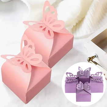 10 adet Yaratıcı Kelebek kuşe kağıt Hediye Kutuları Düğün Doğum Günü Partisi Şeker Çikolata Ambalaj Ambalaj Kutusu Festivali Malzemeleri