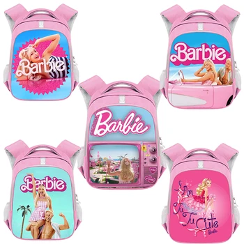 14 İnç Pembe Barbie Kız Schoolbag Karikatür Barbie Film Parti Kızlar Büyük Kapasiteli Öğrenci Sırt Çantası Seyahat saklama çantası Hediyeler