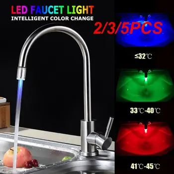 2/3/5 ADET Moda Su Glow Duş renk değiştiren LED musluk musluk ışık sıcaklık sensörü evrensel adaptör Mutfak Aksesuarı