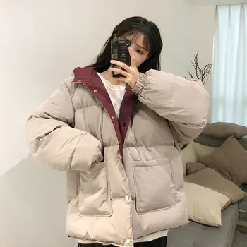 2023 Yeni Kadın Kış İki taraflı Pamuk dolgulu Ceketler Giyim Büyük Boy Kore Tarzı Basit Ekmek Giysileri Tutmak sıcak tutan kaban Kadın