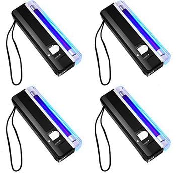 4 Adet El UV siyah ışıklı fener taşınabilir Blacklight LED UV ışık pil kumandalı fatura dedektör ışığı