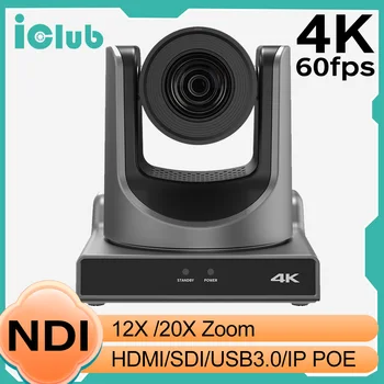 4K PTZ NDI Kamera 60fps 12X 20X Zoom AI Otomatik İzleme Ptz Kamera PoE ile HDMI / SDI / USB / IP Canlı Akış Kamera Youtube, Obs