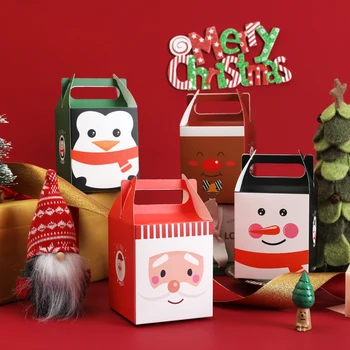 5 Adet Merry Christmas Arifesi Kutusu Elma Şekeri Hediye Ambalaj Kutusu Noel Baba Çocuklar Tatil Mutlu Yeni Yıl Partisi Dekor Malzemeleri