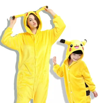 Aile Kigurumi Pijama Pikachu Sarı Hayvan Onesie Cosplay Kostüm Pijama Çocuklar ve Yetişkinler İçin