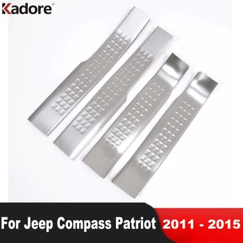 Araba kapı eşiği tıkama plakası Kapak Trim İçin Jeep Pusula Patriot 2011-2015 Paslanmaz Karşılama Pedalı Koruyucu Ped Koruma Aksesuarları