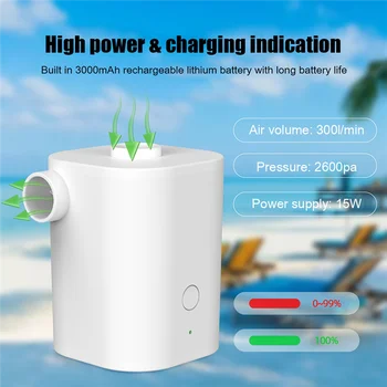 Açık Mini hava pompası Kamp Taşınabilir Elektrikli Şişirme USB Şarj Yastık yüzme simidi şişme bot (Siyah)