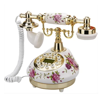 Beyaz Antika Telefon Kablolu Sabit Vintage Klasik Seramik Ev Telefon Antika Ofis Sanat Mağazaları Hediye