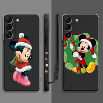 Disney Mickey Minnie Noel Sıvı Kılıf Samsung Galaxy S23 S22 S21 S20 FE Ultra S10 S9 S8 Artı S10e Not 20Ultra 10 Artı