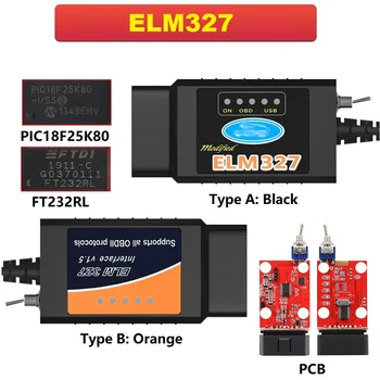 ELM327 USB FTDI FT232RL Anahtarı Ford Teşhis Kablosu Farklı Can Bus