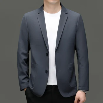 Erkek Blzer Ceket Kore Tarzı Dikişsiz Kırışıklık Karşıtı Ütü Olmayan Küçük Takım Elbise takım elbise Sonbahar İnce Ceket
