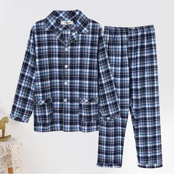 Erkek Pijama Sonbahar ve Kış erkek Rahat pamuklu giysiler Sıcak Uzun Kollu Uzun Pantolon Gecelik Takım Elbise Erkek pijama setleri