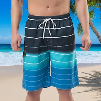 Erkek Yüzmek Mayo Kurulu Mayo plaj şortu Tatil Çiçek plaj şortu Yaz Şort Sörf Pantolon Erkek Çizgili Külot