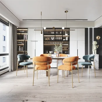 İskandinav Ferforje Lüks yemek sandalyeleri için mutfak mobilyası Ev Arkalığı Restoran mutfak sandalyesi Eğlence Tasarımcı Sandalyeler