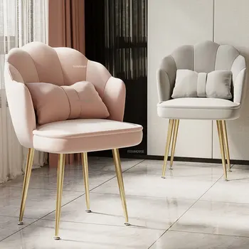 İskandinav Kadife yemek sandalyeleri yemek odası mobilyası ışık lüks Ev Soyunma Pembe sandalye Arkalığı eğlence yemek sandalyesi
