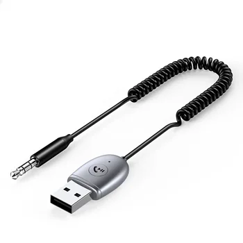 J34 BT 5.0 Dongle Ses Alıcısı USB Uzatılabilir 1.5 M Evrensel Alıcı 3.5 mm Jack Kablosuz Handsfree Bt Araç Kitleri