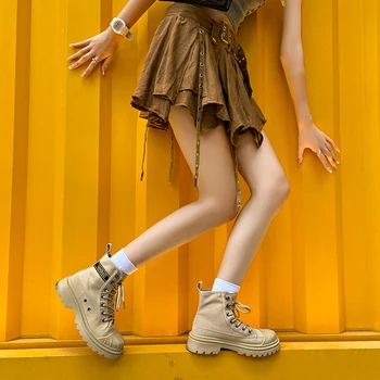 Kadın Botları 2023 Yeni Ayakkabı Dağcılık Açık Düşük Üst kısa çizmeler Nefes Kalın Taban Botları platform ayakkabılar Yüksek Çizmeler