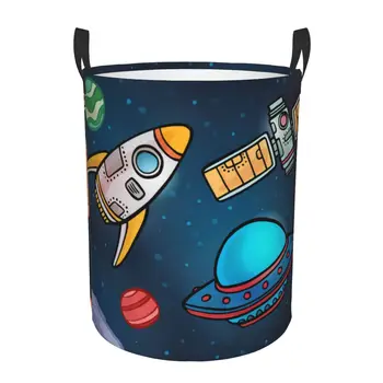 Kirli çamaşır sepeti Karikatür Uzay Gemisi Katlanır kıyafet dolabı Kova Oyuncak Sepeti Ev Su Geçirmez Organizatör