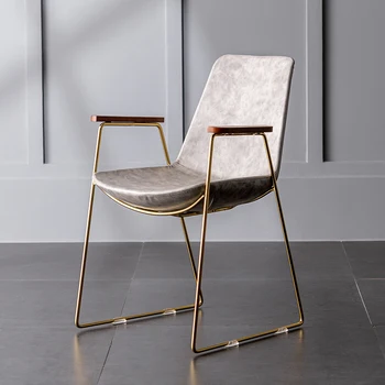 Lüks İskandinav yemek sandalyeleri Accent Modern Ziyafet Açık deri sandalye Ofis Metal Vanity Cadeira Balkon Mobilyaları SS50DC