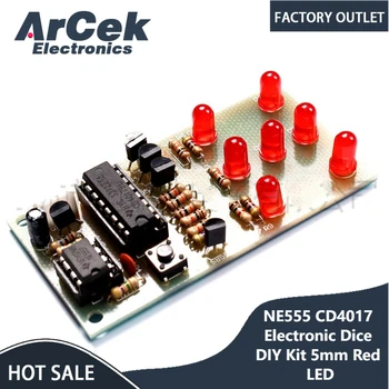 NE555 CD4017 Elektronik Zar DİY Kiti 5mm Kırmızı led ışık LED 4.5-5V Elektronik eğlence Kiti Diy Elektronik pcb devre kartı modülü