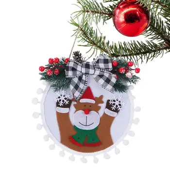 Noel hoş geldin yazısı Karşılama Çelenk Noel Baba Kardan Adam Elk Kumaş Tatil Süsler Yuvarlak Ön Kapı İşaretleri Noel İçin
