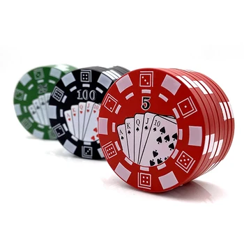 Poker Chip Tütün Öğütücü 3 Katmanlı Tarzı Baharat Kesici 40mm Ot Kesici Sigara Aksesuarları Araçları