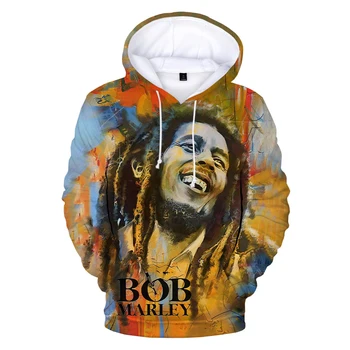 Sonbahar ve Kış Yeni Bob Marley 3D Kapşonlu Şarkıcı Harajuku Sokak Kostüm Kapüşonlu Sweatshirt Moda Rahat Hip Hop Kazak y2k