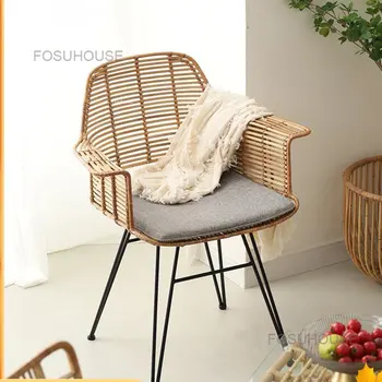 Tasarımcı Rattan Geri Açık Sandalyelermodern dış mekan mobilyası Ev Kalmak Balkon Eğlence Plaj Koltuk Restoran yemek sandalyesi