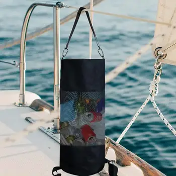 Tekne çöp torbası Taşınabilir çöp konteyneri Deniz Çöp saklama çantası Örgü Fit Tekneler Kayık Plaj balıkçılık römorku