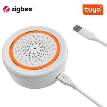Tuya Zigbee ses ışık sensörü akıllı alarm sireni App uzaktan kumanda ev güvenlik koruma sistemi USB ses ışık sensörü