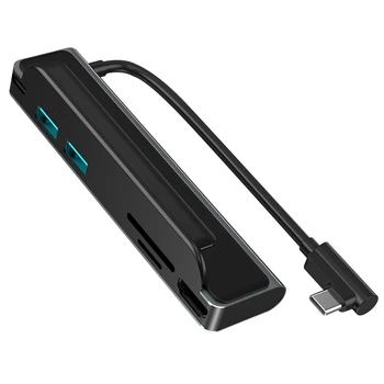 USB C HUB 3.0 87W PD HDMI Uyumlu Dönüştürücü Tip C 90 Derece Çok Fonksiyonlu Yan Klip Adaptörü İpad Pro İçin