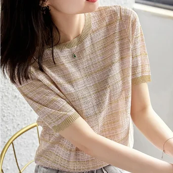 Vintage Tişörtleri 2023 Ropa Mujer Kısa Kollu O-boyun Tunik Yaz Tees Moda Mizaç T Shirt Kore Gömlek Kadınlar için 27p983