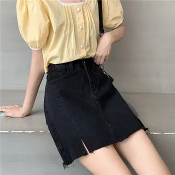 Yarık Mini Denim Etekler Kadınlar için Rahat Bayan Etek Moda Vintage Lüks Harajuku kısa kot pantolon Premium Y2k Trend Giyim