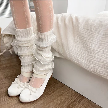 Yeni Çok katmanlı Kontrast İplik Örme Çorap bacak ısıtıcısı Y2k Japon Bacak Çorap Punk Harajuku Bacak Örtüsü Kazık Çorap Kore Bacak Çorap