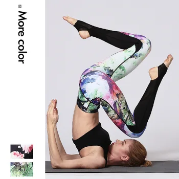 Yoga Giysileri kadın Avrupa ve Amerikan Patchwork Çabuk Kuruyan Spor Tayt Dijital Baskı Ankrajlı Yoga Pantolon