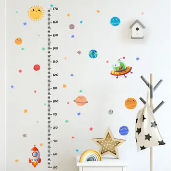 Yıldız Uzay Aracı Yüksekliği Duvar Sticker Çocuk Odası Çocuk Yatak Odası Oturma Odası Kreş Dekorasyon DIY Sanat Çıkartmaları Karikatür Duvar Kağıdı