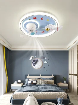 Çocuk LED tavan lambası fan ışık yatak odası yemek odası için pembe mavi Unicorn astronot uçak uzaktan kumanda lambası dekorasyon