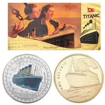 1912 Titanic Altın/gümüş Kaplama Mücadelesi Coin Altın Folyo Hatıra Banknotlar Bellek Kurbanları Hatıra Hediyeler Koleksiyonu için