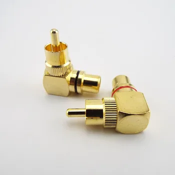 2 adet Pirinç Altın Kaplama RCA Dik Açı Erkek dişi konnektör 90 Derece fiş Adaptörleri L tipi F M ses Konnektörleri