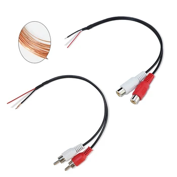 2 Yollu RCA Erkek dişi konnektör Uzatma Kablosu Korumalı Tel Araba Ses Kırmızı Beyaz Bakır 20cm Araba Arka Görüş Çift Kafa K5
