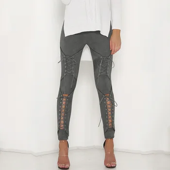2023 Kadın Pantolon Sonbahar ve Kış Yeni Seksi Moda pantolon Çemberleme Sıkı Geyik Derisi Deri Pantolon Kadınlar Yüksek Bel Y2k Giysileri