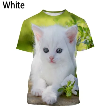 2023 Yaz Rahat Sanat Sevimli Kedi T-shirt 3D Baskılı Erkek Kadın Kişilik Moda Stil Büyük Boy Tees Tops Kısa Kollu Giyim