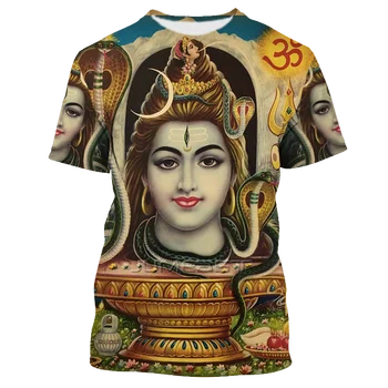 3D Hindu Tanrı Shiva Baskılı Ganesha Grafik T Shirt Hanuman Rahat Erkek T-shirt Vintage Tops 90s Estetik YK2 T-shirt
