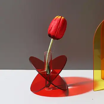 Akrilik Vazo Süs Plastik Vazo Zarif Akrilik Çiçek Vazo Benzersiz Tasarım Düğün için Ev Ofis Dekor Centerpieces için