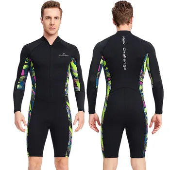 Erkek Wetsuits 1.5 mm Neopren erkek Wetsuit Ön Zip Likra Uzun Kollu dalgıç kıyafeti Sualtı Dalış Yüzme Sörf