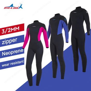 Erkekler 3MM Neopren Wetsuit Tek parça Sıcak Kadınlar Tam vücut Sörf Mayo Su Sporları Tüplü Dalış Şnorkel Mayo