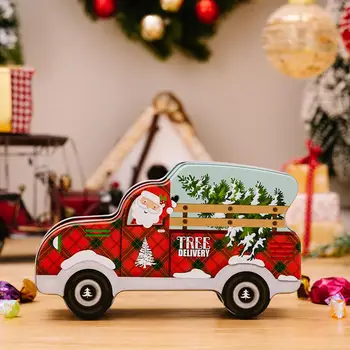 Ferforje Noel Kutusu Şenlikli Karikatür Araba şeker kutusu Zarif noel hediyesi Ambalaj için Parti Süslemeleri Tatil