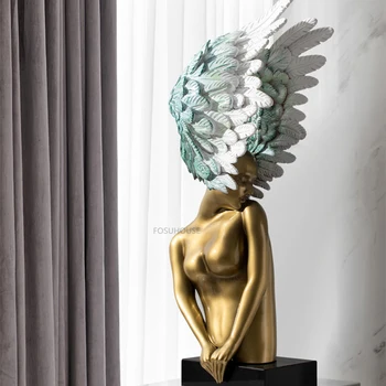 Iskandinav FRP heykeller ve figürler otel lobi dekorasyonu yaratıcı ışık lüks örnek odası oturma odası heykel dekorasyon