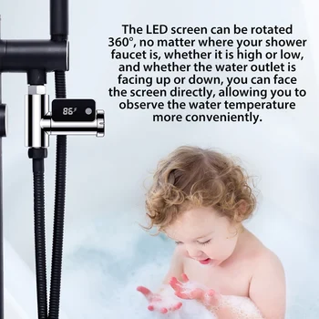 LED Su Akış Musluk Duş Başlığı sıcaklık ölçer 5 -85 banyo termometresi Fahrenheit Santigrat Metre Ev Banyo Aksesuarı