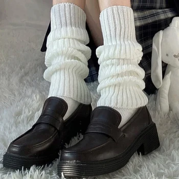 Lolita Uzun Çorap Kadın Bacak ısıtıcıları Örme Sıcak ayak koruyucu Beyaz Kol Isıtıcı Bayanlar Sonbahar Kış Tığ Çorap bot paçaları