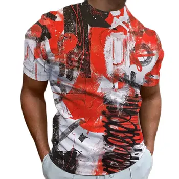 Moda Erkek kısa kollu tişört Retro Graffiti 3d Baskı Desen Günlük Sokak Yaz Büyük Boy Üstleri Erkek Gömlek Tişört Giyim